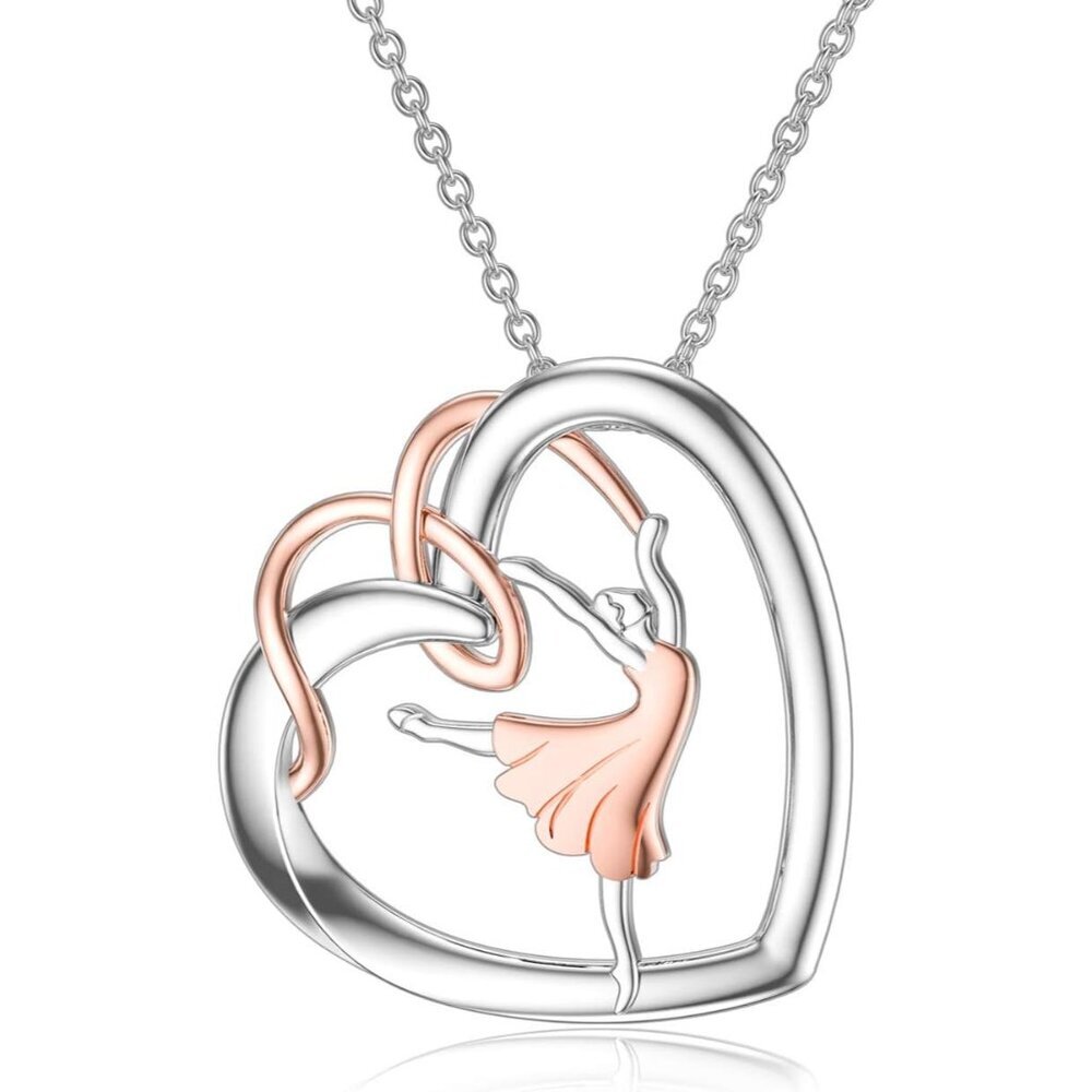 925 Sterling Silver Ballet Dancer Necklace for Women Girls Gift